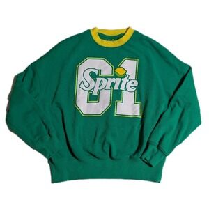 Sprite 61 Graphic Crewneck Sweatshirt Green Ringer Collar Retro Promo Mens‎ XS